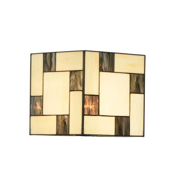 Losse Glaskap Tiffany Mondriaan Kubus - Aan als staande lamp